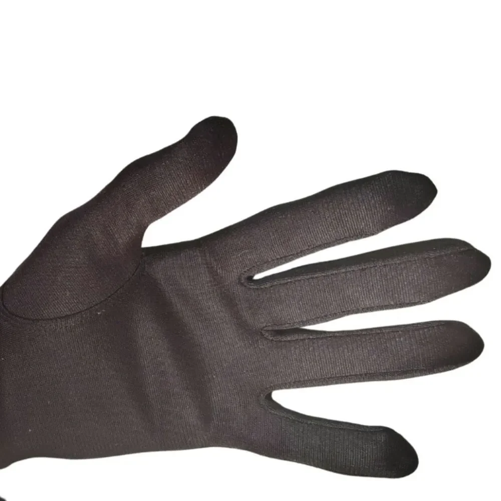 50s Brown Ruched Mid-Length Bracelet-Length Evening Gloves Stretch Nylon Size S